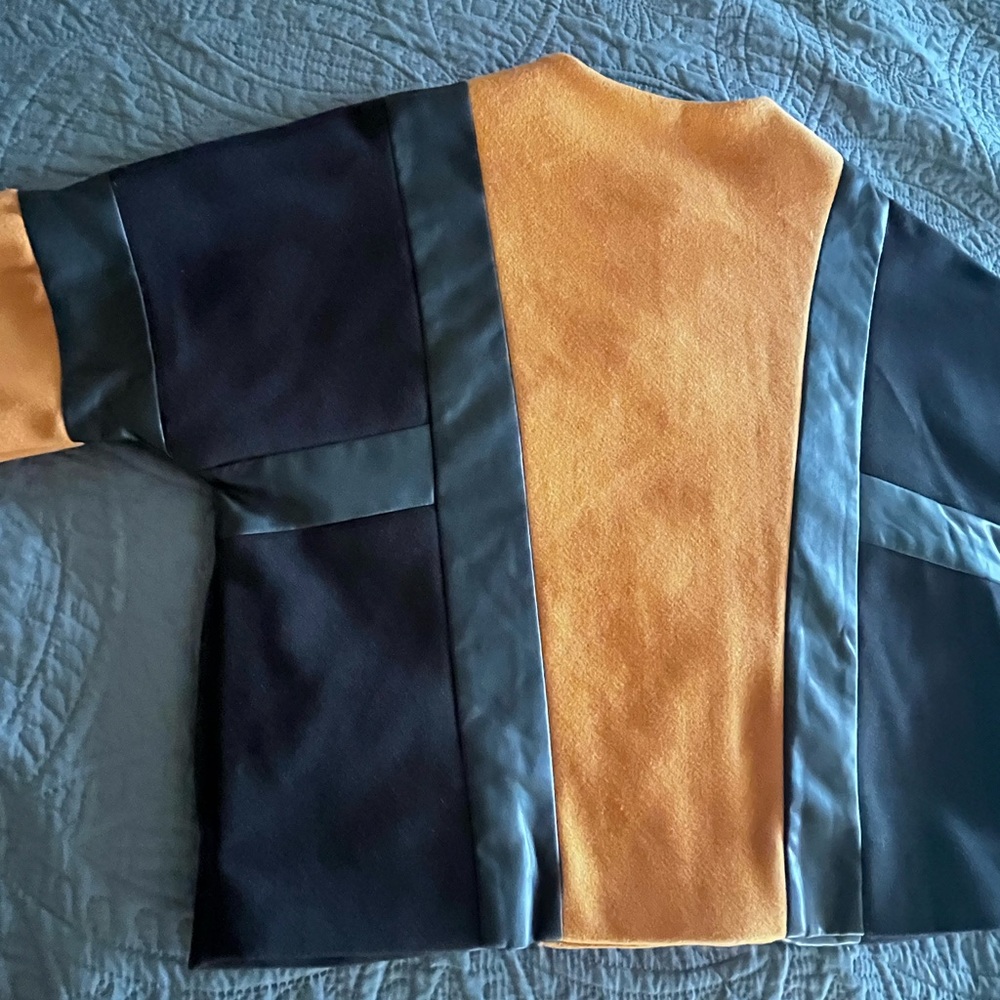 NWT DKNY Colorblock Faux Leather Stripe Jacket - Picture 10 of 14